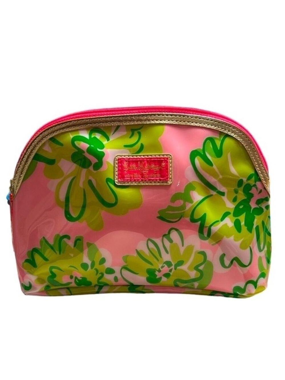 Lilly Pulitzer For Estee Lauder Large Pink & Green Floral Cosmetic Makeup Bag